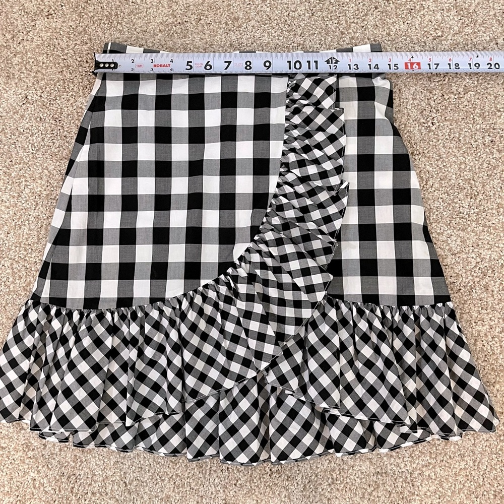J. Crew Faux-Wrap Gingham Skirt with Ruffle in Size 4 - Picture 7 of 7